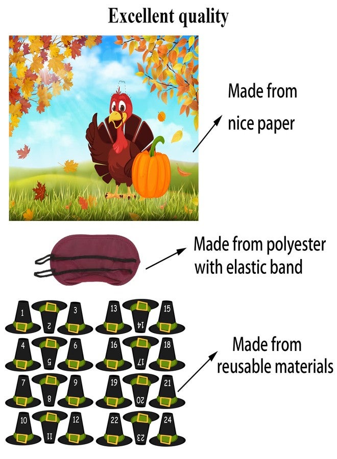 HRENCY Pin The Hat on The Turkey Game - Thanksgiving Party Games for Kids and Fall Festival Activities - Turkey Party Supplies - Image 3